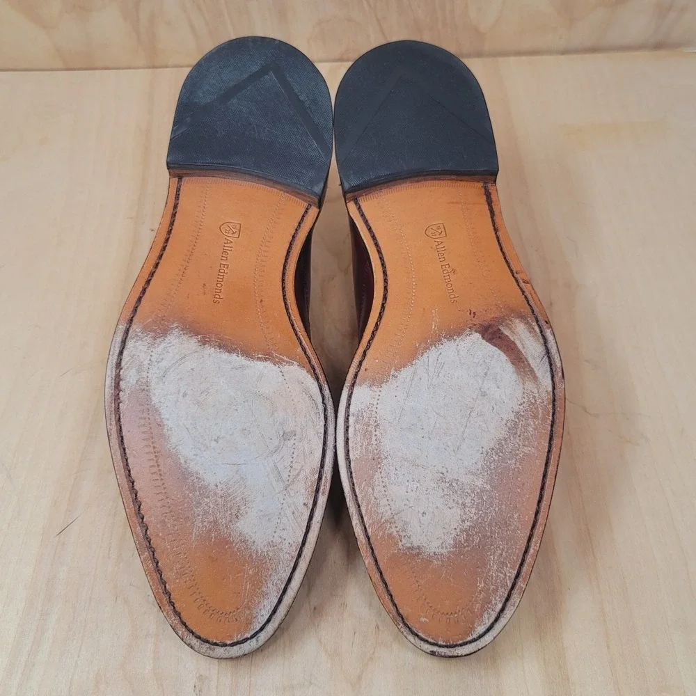 Allen Edmonds Carlyle Dress Shoes Men's Sz 11 B plain toe dark chili Dress Shoes